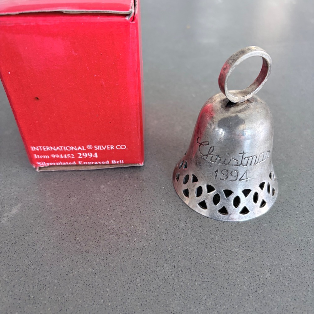 International Silver Co Christmas 1994 Bell Ornament Silverplated Brass chime